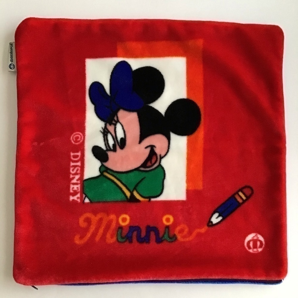 Disney Mickey Minnie Throw Pillow COVER Manterol Spain 18x18" REVERSIBLE Vintage - Picture 4 of 13